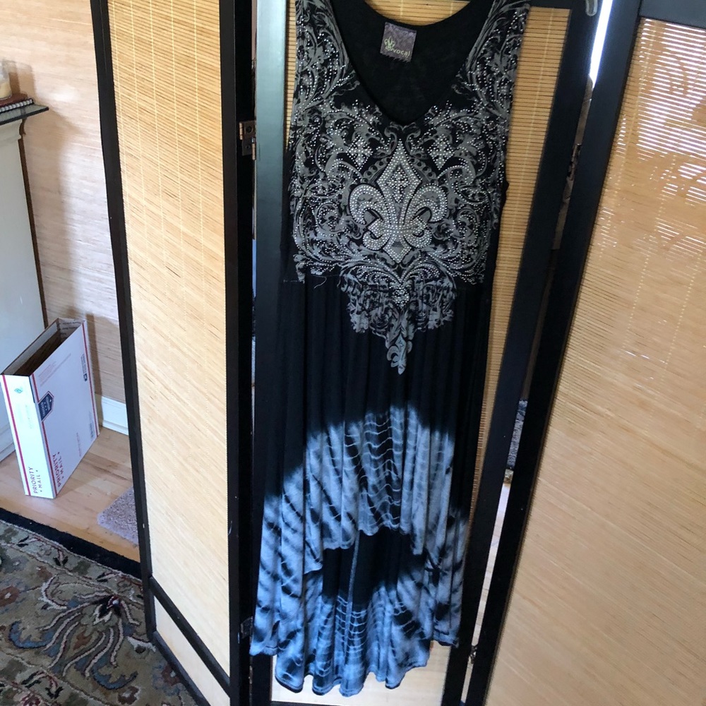 Tie dye and crystal jersey dress